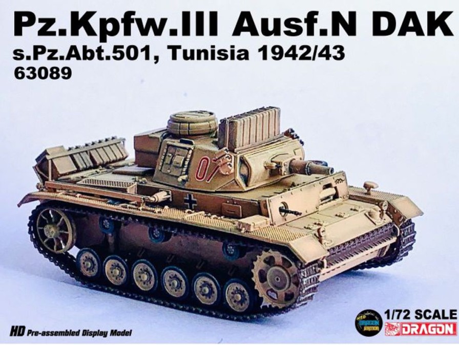 1/72 Ww.Ii German Panzer Iii Panzer N Type Dak 501St Heavy Tank Battalion No. 07 Tunisia 1942/43 Complete Product Clearance