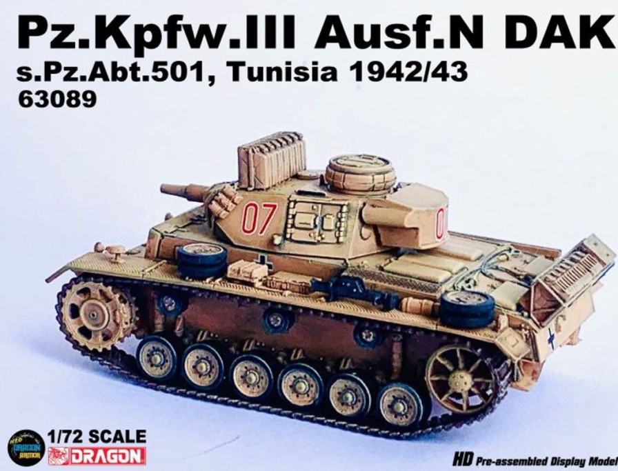 1/72 Ww.Ii German Panzer Iii Panzer N Type Dak 501St Heavy Tank Battalion No. 07 Tunisia 1942/43 Complete Product Clearance