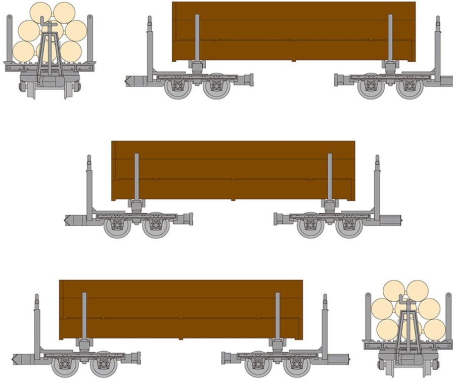 1/80 The Trains Collection Narrow Gauge 80 Nekoyama Forest Railway Lumber Truck 3-Car Set E Wholesale