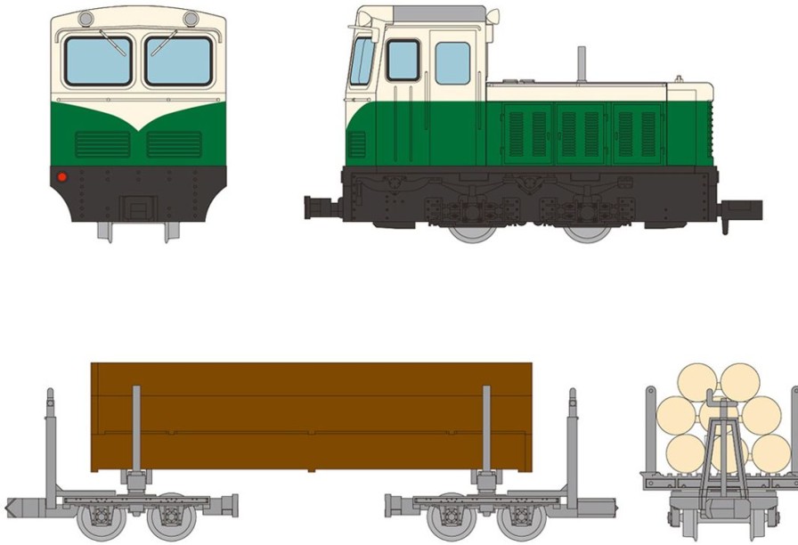 1/80 The Trains Collection Narrow Gauge 80 Nekoyama Forest Railway S4 Type Diesel Locomotive (Two-Tone Color) + Lumber Truck 2-Car Set C Best