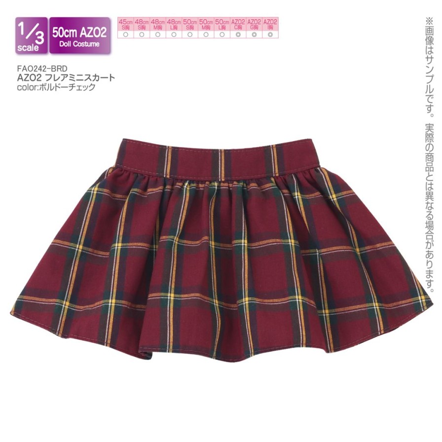 1/3 Azo2 Flare Mini Skirt Bordeaux Check Hot