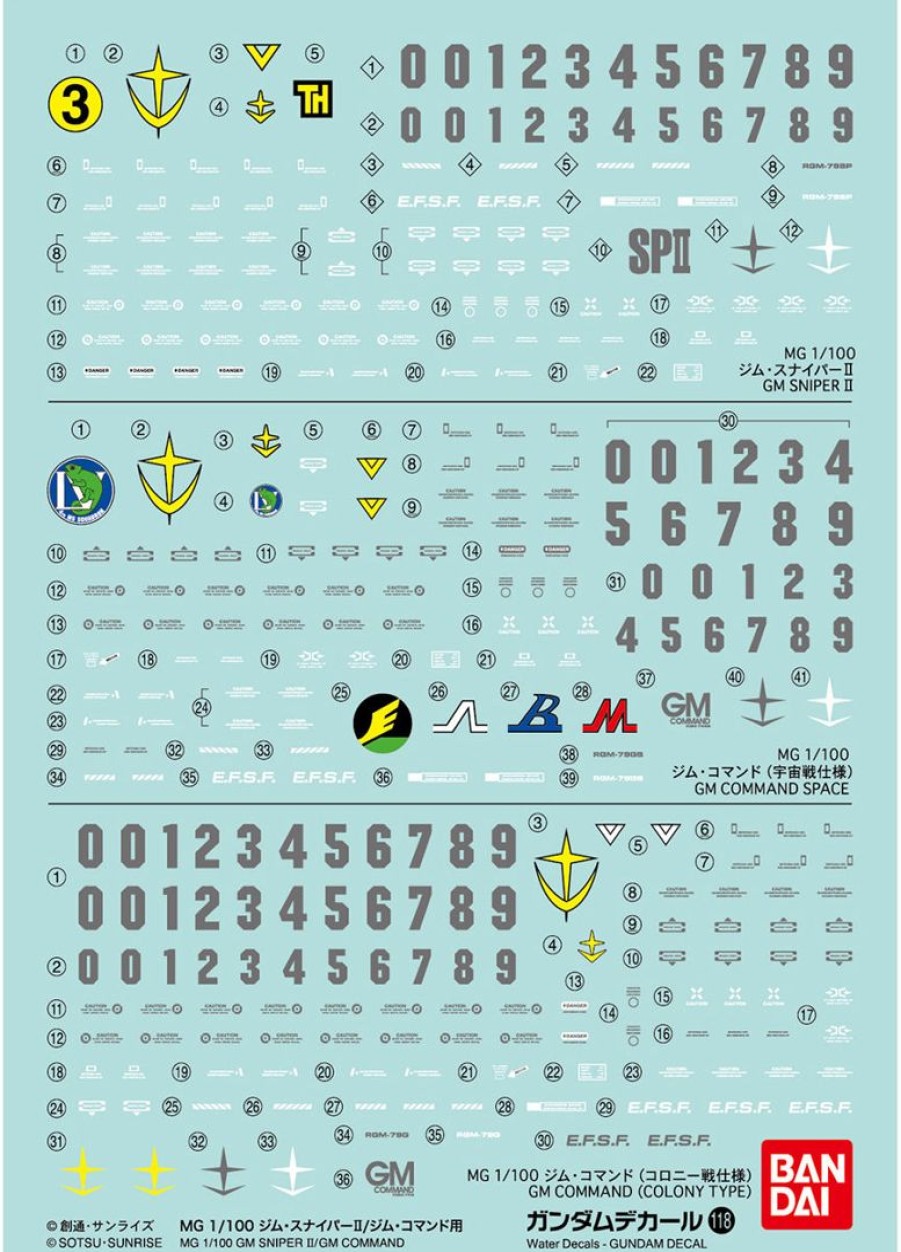 1/100 Gundam Decal No.118 Mg Gm Sniper Ii / Gm Command New