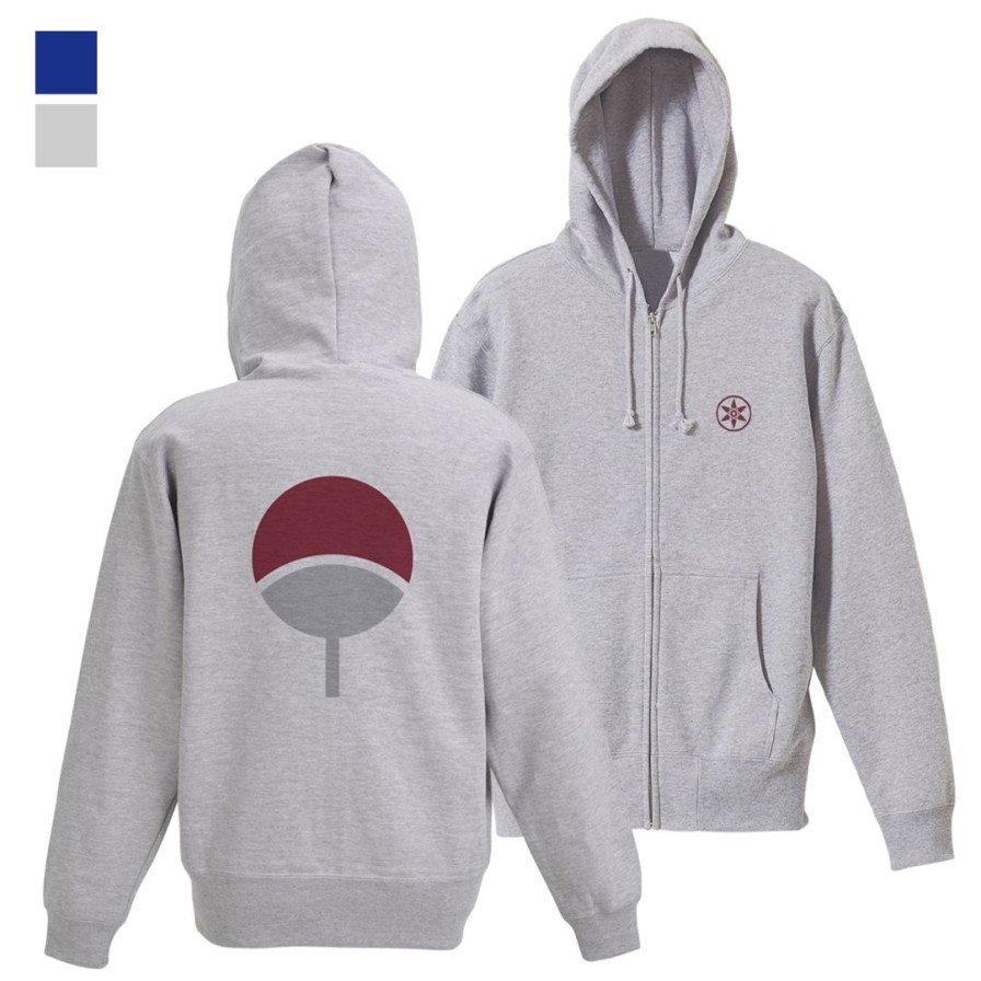 Naruto Shippuden: Uchiha Zip Hoodie Mix Gray Xl New