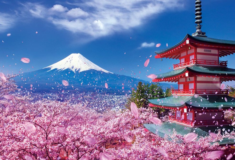 Jigsaw Puzzle: Fuji And Sengen Shrine With Dancing Cherry Blossoms 300P (38 X 26Cm) Wholesale