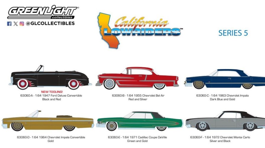 1/64 Greenlight California Lowriders Series 5 1Box 6Pcs Clearance