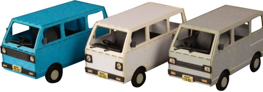 1/80 Paper Kit Town Corner Accessory Series Kei Van (White/Blue/Silver) Best