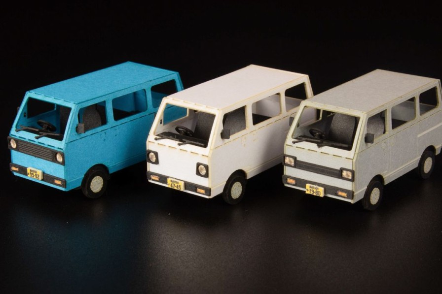 1/80 Paper Kit Town Corner Accessory Series Kei Van (White/Blue/Silver) Best