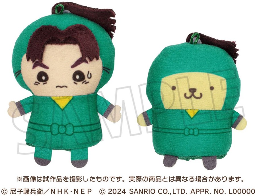 Nintama Rantaro X Sanrio Characters: Finger Mascot Puppela Set [Plush] / Monjiro Shioe X Pompompurin New