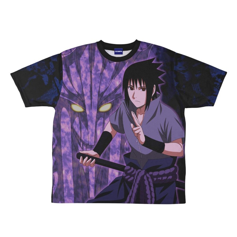 Naruto Shippuden: Newly Drawn Sasuke Uchiha Double-Sided Full Graphic T-Shirt L Best