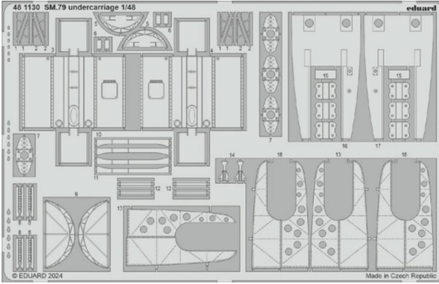 1/48 Sm.79 Sparviero Undercarriage Photo Etched (For Eduard) Best