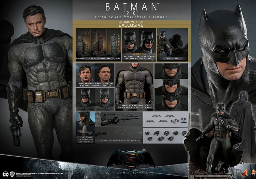 1/6 Movie Masterpiece - Fully Poseable Figure: Batman V Superman Dawn Of Justice - Batman 2.0 (Deluxe Version) New