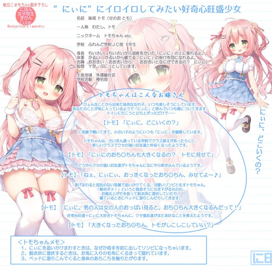 Japanese School Girls Pictorial Book Cute Drawn By Momozu Komamochi Curious Girl Who Wants To Try Various Things With Her Brother [Tomo Senoo] Dakimakura Cover Fetish Ver. New