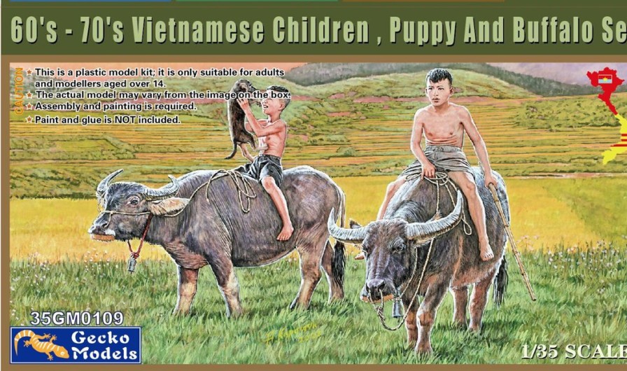 1/35 60'S-70'S Vietnamese Children , Puppy And Buffalo Set New