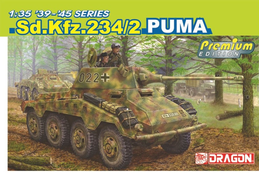 1/35 Wwii German Army 8 Wheel Heavy Armored Vehicle Sd.Kfz.234/2 Puma Aluminum Gun Barrel Included Premium Edition Wholesale