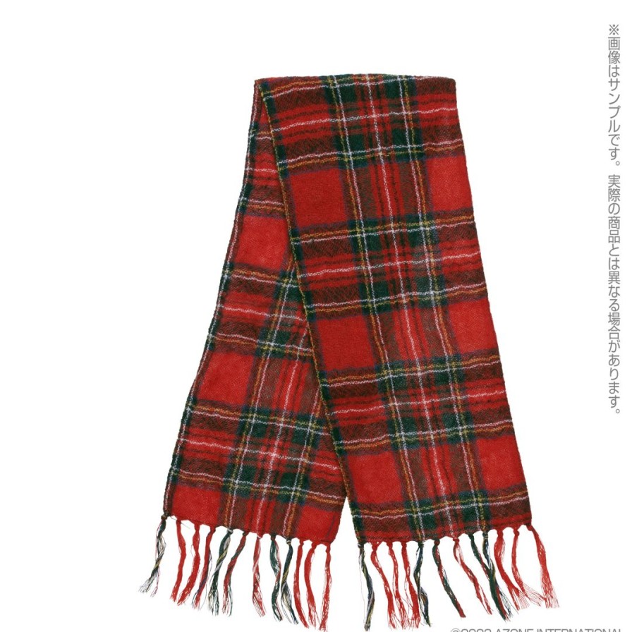 1/3 Azo2 Traditional Check Stole Red Hot