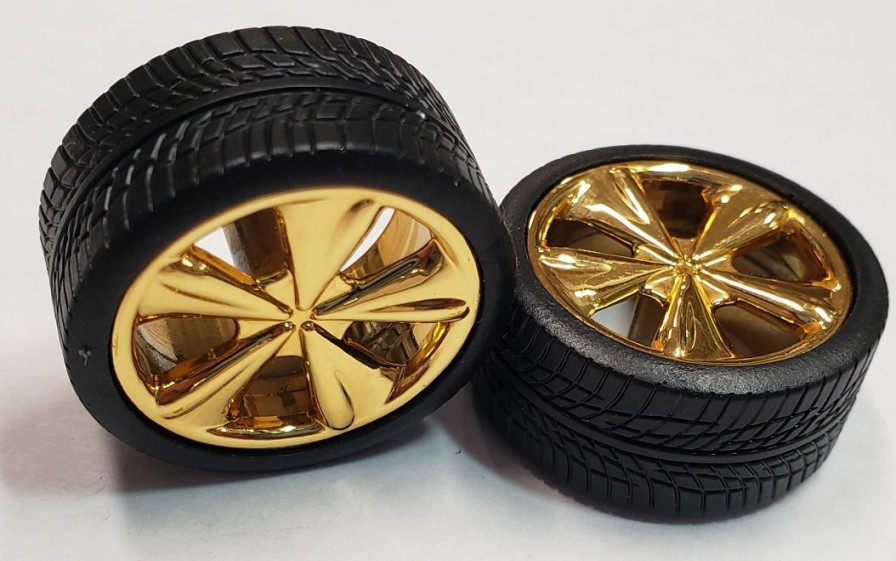 1/24 Tiburon Rim Gold Plated Specification Set Of 4 With Tires Hot