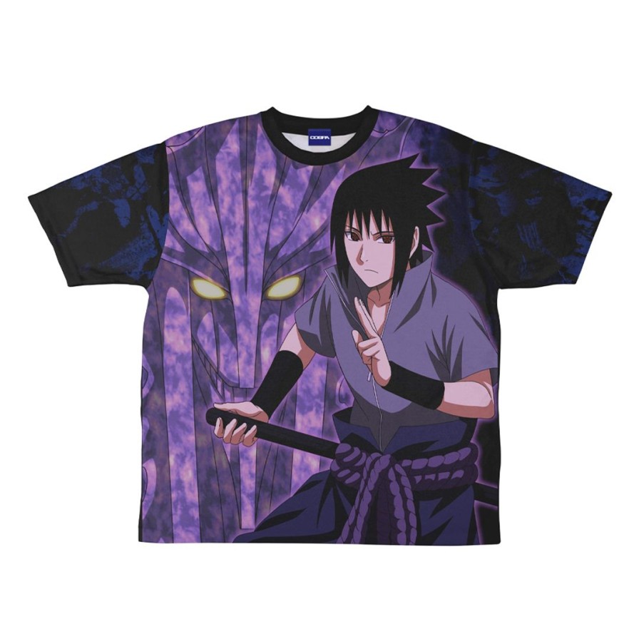 Naruto Shippuden: Newly Drawn Sasuke Uchiha Double-Sided Full Graphic T-Shirt S Wholesale