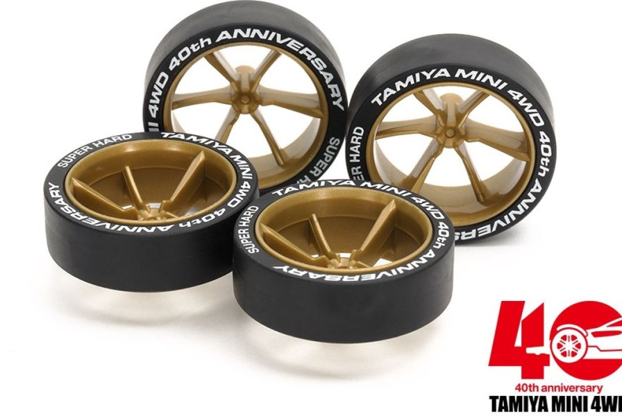 Mini 4Wd 40Th Anniversary Super Hard Large Diameter Low Height Tires & 6 Spoke Wheels Clearance