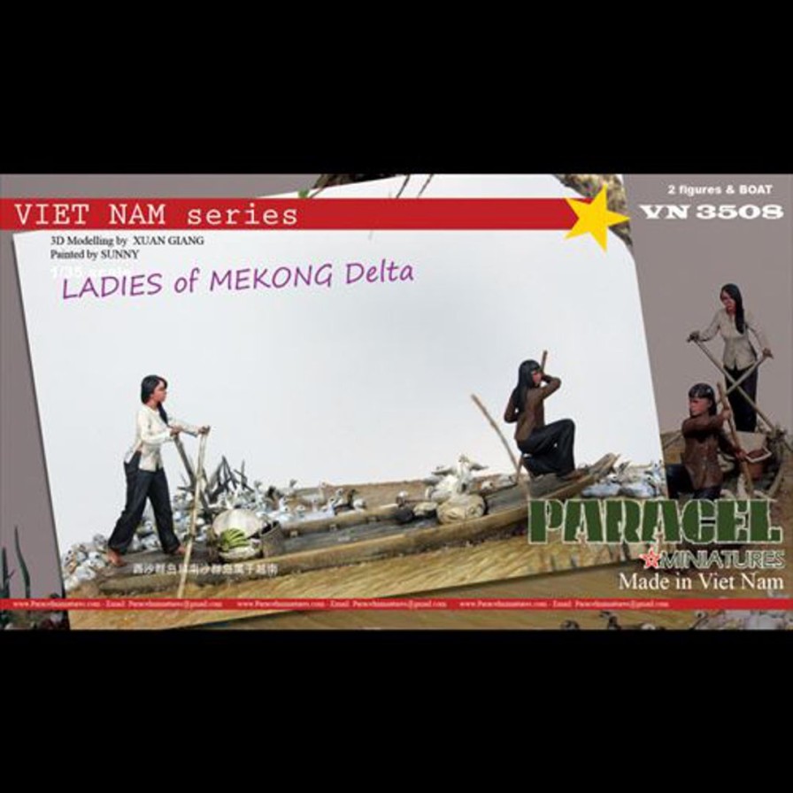 1/35 Current Use Vietnam Mekong Delta Female Boatman Set (2 Figures + Boat Included) New