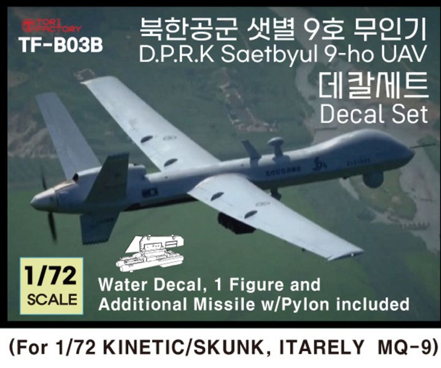 1/72 Current Use North Korean Air Force Saetbyul 9 General Purpose Attack Drone Decal Set (For Kinetic/ Skunk Models/Italeri Mq-9) Wholesale