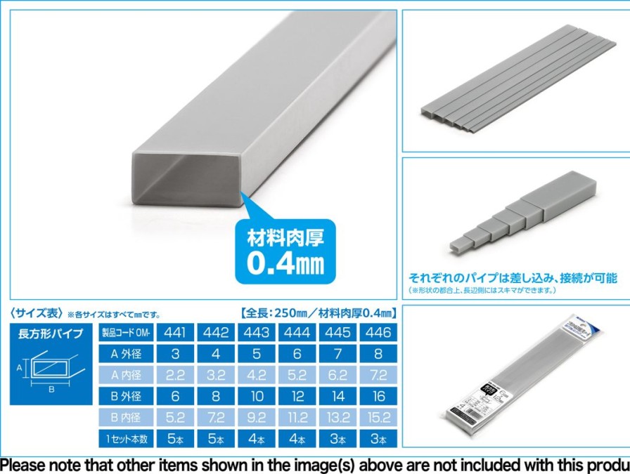 Plastic = Material (Gray) Rectangular Pipe 8 X 16 Mm 3Pcs Hot