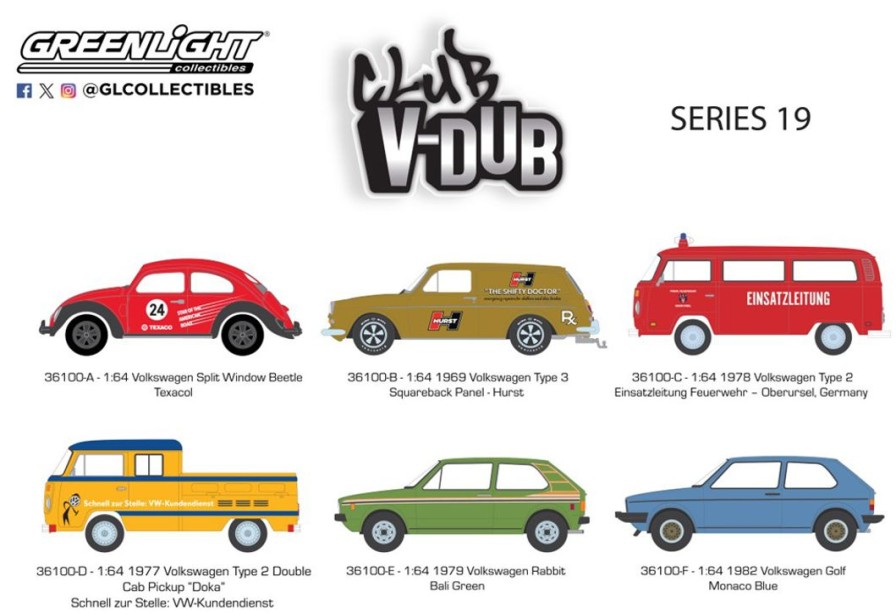 1/64 Greenlight Club Vee-Dub Series 19 1Box 6Pcs New