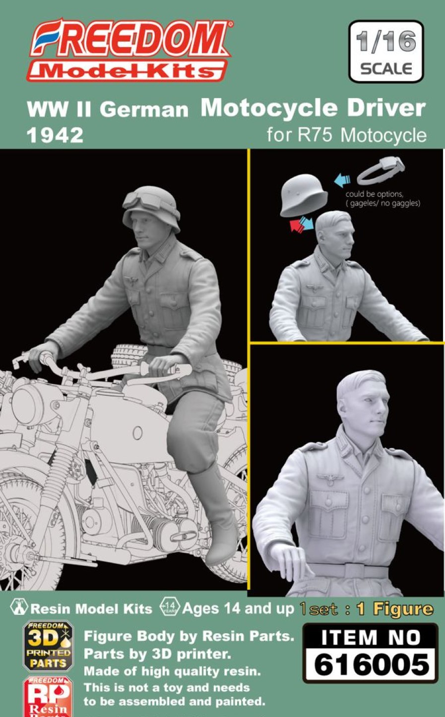 1/16 Ww Ii German Motocycle Rider Figure For R75 Motorcycle Wholesale