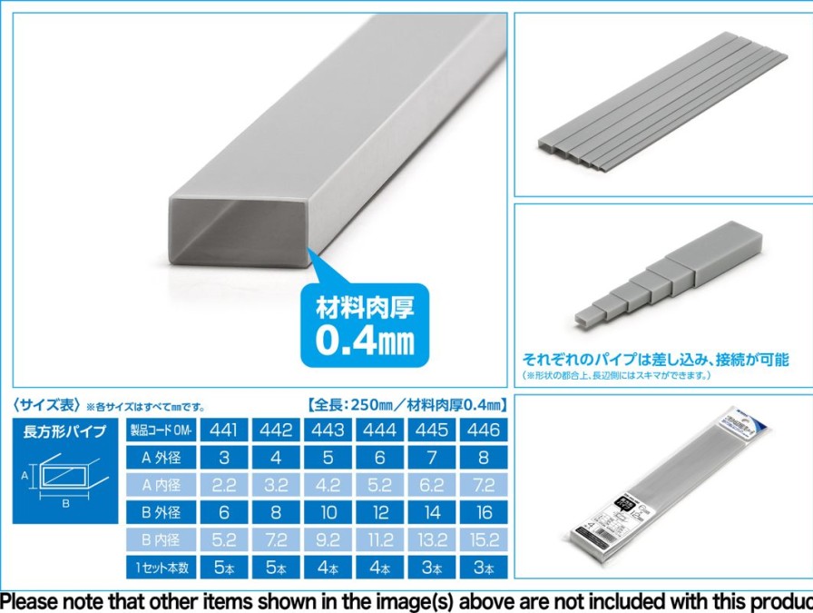 Plastic = Material (Gray) Rectangular Pipe 5 X 10 Mm 4Pcs Wholesale