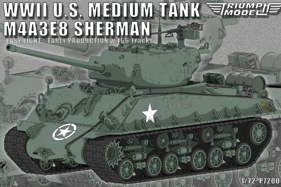 1/72 Wwii U.S. Medium Tank M4A3E8 Sherman Easy Eight Early Production.W/ T66 Tracks Wholesale