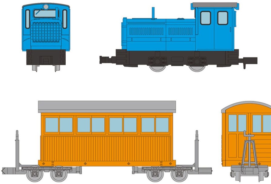 1/80 The Trains Collection Narrow Gauge 80 Nekoyama Forest Railway Diesel Locomotive (Blue) + Passenger Car 2-Car Set D Wholesale