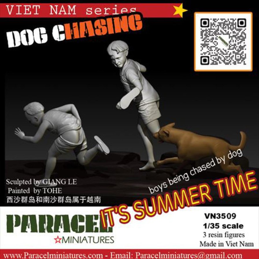 1/35 Current Use Vietnam Children Chased By Dogs Set (2 Figures + Dog Included) Hot